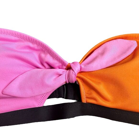 VS PINK Swim Colorblock Bandeau Top Twist‑Tie Front Size L Bright Sporty Summer - Picture 4 of 9